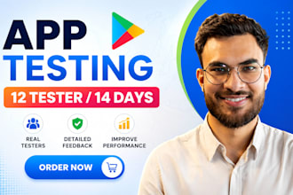 provide closed testing 20 tester mobile app testing 12 testers for google play