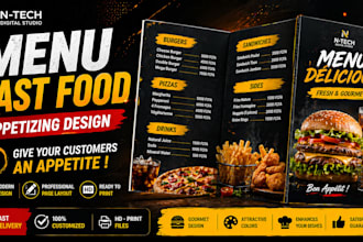design a professional restaurant menu, food flyer