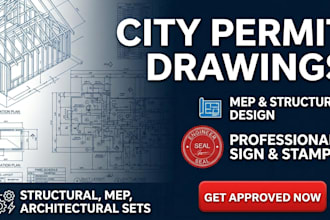 design and stamp mep structural drawings for city permit blueprint