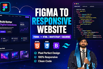 convert your figma design to html bootstrap tailwind CSS responsive website