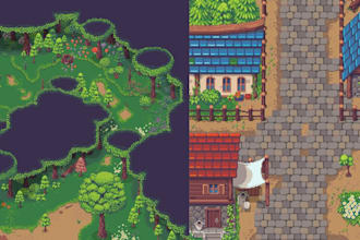 create top down pixel art tileset and tilemap for rpg games