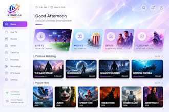 create live streaming app vod  iptv ott fire tv, smart tv, custom iptv app