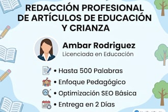 redacción de artículos sobre educación y crianza