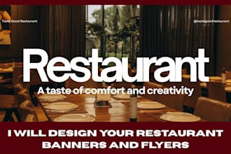 design restaurant banner, cafe and food flyer, menu and social media posts