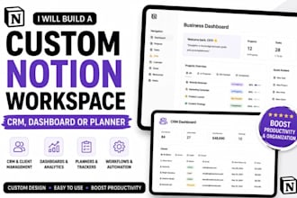 build a custom notion workspace CRM dashboard or planner