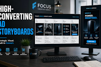 draw a professional storyboard for commercials and brand video ads