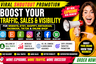 promote shootout website link to 200m us uk canada igfb tiktok etsy shopify shop