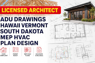 licensed architect adu drawings hawaii vermont south dakota mep hvac plan design
