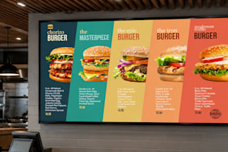 design digital menu board, digital TV menu, animated menu, restaurant tv menu