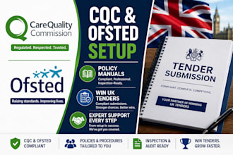 do cqc and ofsted registration, uk tender, business plan, policies and procedure