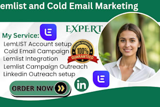 setup and manage lemlist outreach campaign email deliverablity linkedin outreach