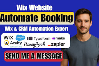 wix typeform monday crm calendly quickbooks stripe honeybook make com automation