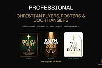 design professional church flyers, posters, door hangers