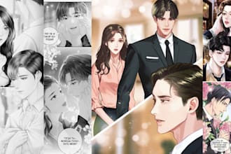 be webtoon comic page design artist, shonen, manhwa, manga comic illustration