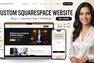 build custom website development squarespace blog website redesign landing page