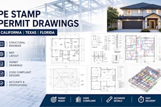 pe stamp permit drawings california texas florida structural engineer mep layout