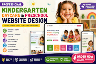 design modern kindergarten daycare childcare preschool early learning website