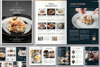 create  a cafe food menu flyer catalog and visual brand logo identity