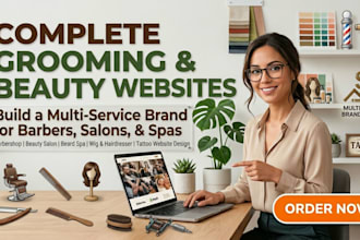 design barbershop website beauty salon beard spa wig hairdresser tattoo website