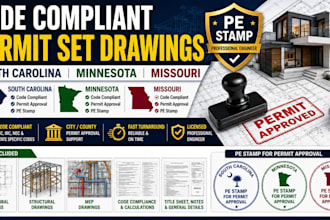code compliant permit set drawings south carolina minnesota missouri pe stamp
