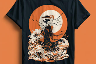 make japanese t shirt illustration and t shirt design