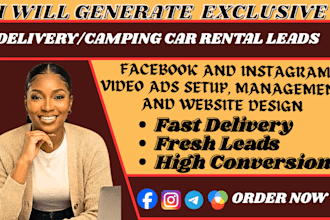 700 premium delivery van, camping car rental leads, facebook ads, google ad