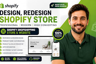 redesign shopify store or shopify dropshipping website