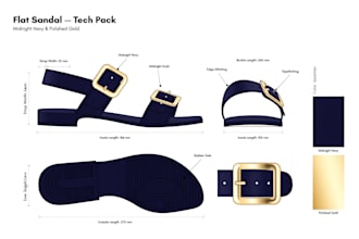 design a sandal tech pack, footwear and slides tech pack for manufacturing