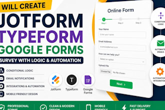 create jotform, typrform, google forms survey with logic automation