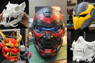 create 3d cosplay custom mask print and paint sculpt 3d helmet design