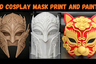 create 3d cosplay custom mask print and paint sculpt 3d helmet design