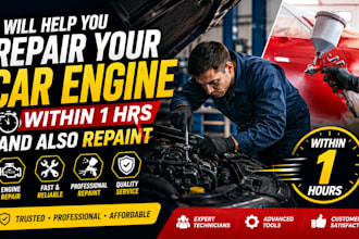 help you repair your car engine within 1hrs will and also repaint