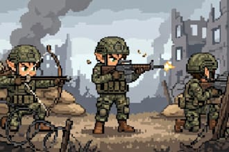 design custom pixel art sprint characters and tilesets for indie games