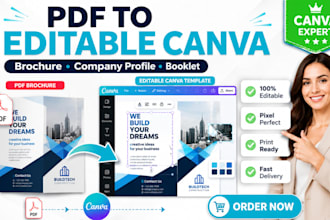 convert PDF brochure, company profile or booklet into editable canva template