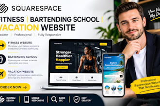 design a squarespace fitness bartending school or vacation school website