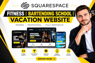 design a squarespace fitness bartending school or vacation school website