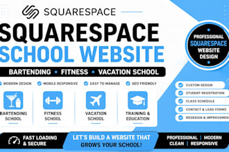 design a squarespace fitness bartending school or vacation school website