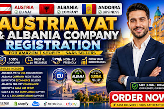 register austria eu vat oss vat albania company shopify saas