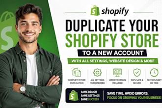 duplicate your shopify store to a new account with all settings website design
