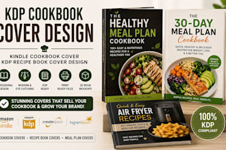 design KDP cookbook cover, kindle cookbook cover, KDP recipe book cover design