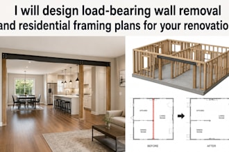 design residential framing plans and load bearing wall removal for renovations
