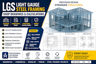 design lgs light gauge steel framing, shop drawings and calculations