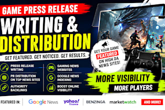 write game video mobile press release indie game marketing promotion backlinks