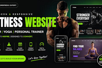 build design gym modern fitness website yoga personal trainer wordpress website