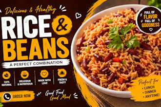 create an attractive rice and beans food promotion post