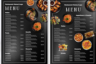 do editable canva resturant menu, cafe menu, digital menu board, food menu
