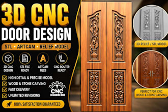 create 3d cnc door design stl artcam relief model