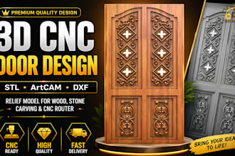 design 3d cnc door panel stl file for artcam relief carving