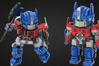 create custom lego robot moc, mech design, and 3d lego model with instructions