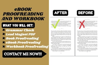 proofread ebook, workbook, lead magnet PDF for spelling, grammar, clarity